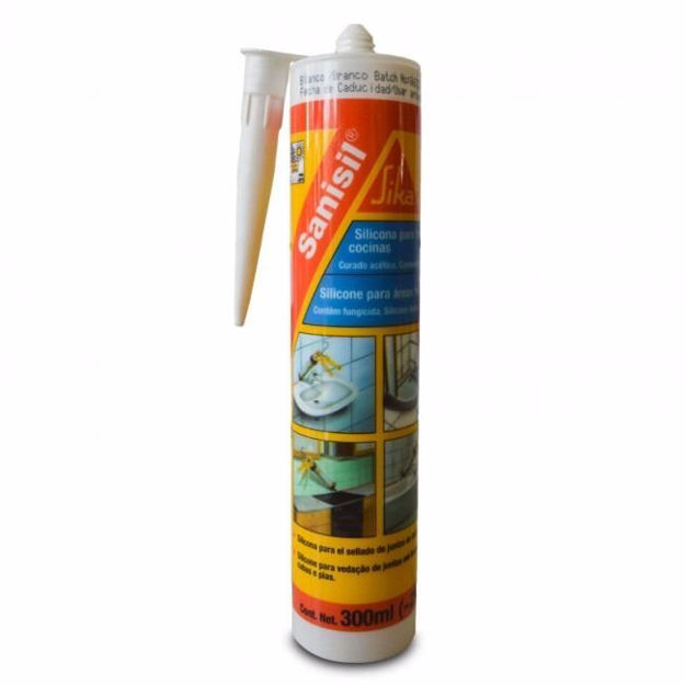 Imagen de Sellador de silicona con fungicida blanco 280cc Sika sanisil