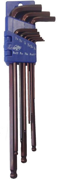 Imagen de JUEGO LLAVES ALLEN PUNTA BOLA LARGAS 1/16-3/8 PULGA CROSSMAN