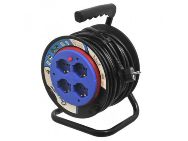 Imagen de Alargue Enrollador 15mts De Cable 3x1 4 Schuko 3 En Linea