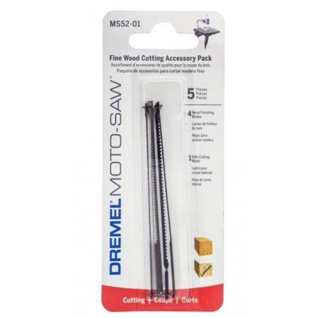 Imagen de KIT 5 HOJAS SIERRA CALADORA MADERAS DELICADA MOTO-SAW DREMEL