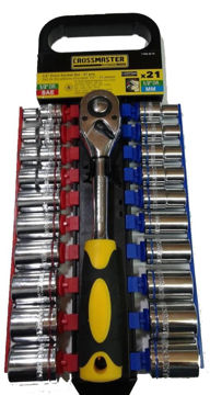 Imagen de Juego de bocallaves hexagonal 1/2" 21pz pulga/mm Crossmaster 9946870