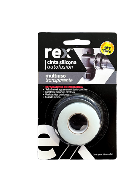 Imagen de CINTA AUTOFUSIÓN TRANSPARENTE 25MM X 3 METROS REX