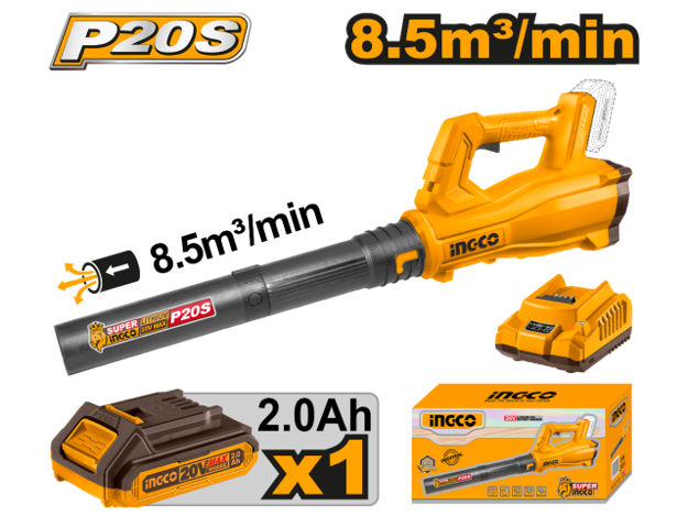 Imagen de SOPLADOR A BATERÍA 20 V 2.0 AH 8.5 M3/MIN INGCO