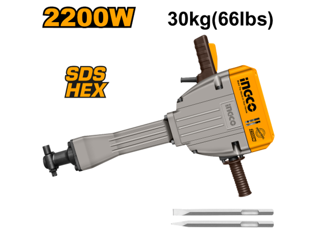 Imagen de MARTILLO DEMOLEDOR 30KG HEXAGONAL 28MM 2200W INGCO