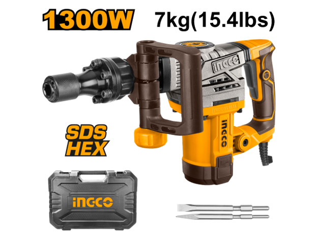Imagen de MARTILLO DEMOLEDOR 20J 1300W ENCASTRE HEXAGONAL INGCO