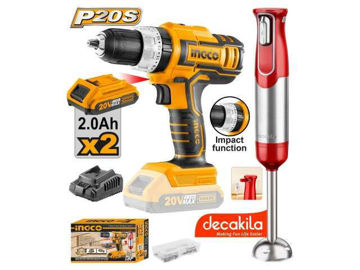 Imagen de TALADRO ATORNILLADOR PERCUTOR 20V 2 BAT. INGCO