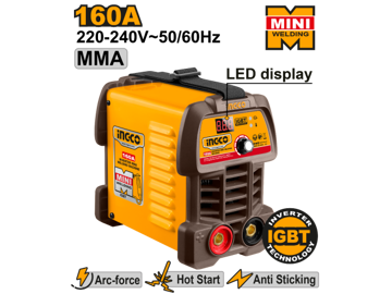 Imagen de SOLDADORA INVERTER 160AMP IGBT.  INGCO