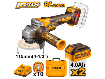 Imagen de AMOLADORA ANGULAR 4.5" 20V 2 BAT 4.0AH INGCO