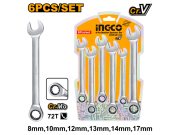 Imagen de JUEGO LLAVES COMBINADAS CON CRIQUET 8-17MM INGCO