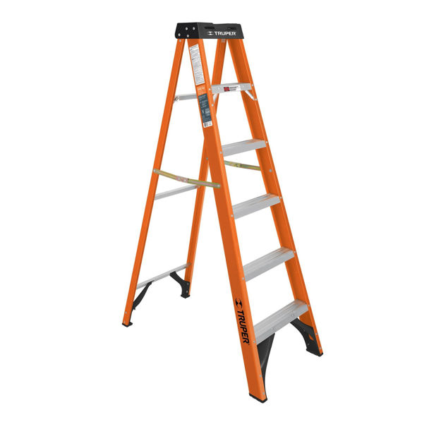 Imagen de ESCALERA TIJERA FIBRA VIDRIO 6 ESCALONES 1.8M TRUPER