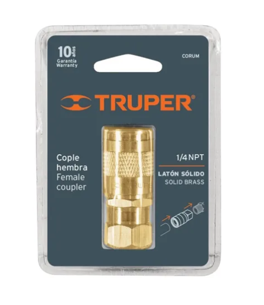 Imagen de CONECTOR RAPIDO UNIVERSAL BRONCE HEMBRA 1/4" TRUPER