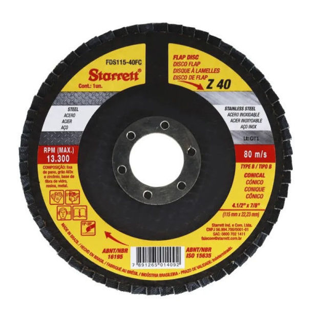 Imagen de DISCO FLAP DE ZIRCONIO (TIPO RECTO) 115MM GR.80 STARRET