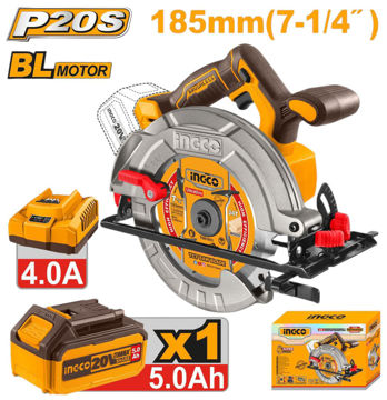 Imagen de SIERRA CIRCULAR A BATERIA 7. 1/4" 20V CON BATERIA, CARGADOR Y ACCESORIOS INGCO