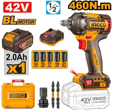 Imagen de LLAVE IMPACTO 1/2" 460NM BATERÍA 42V INGCO