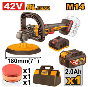 Imagen de LUSTRA PULIDORA 7" BATERIA 42V + ACCESORIOS INGCO