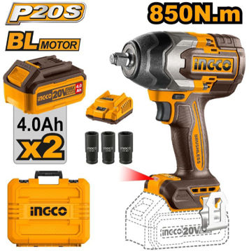 Imagen de LLAVE IMPACTO 1/2" BATERIA 20V 850NM INGCO