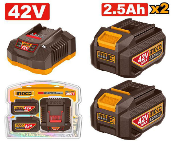 Imagen de CARGADOR + 2 BATERIAS 42V 2.5AH INGCO