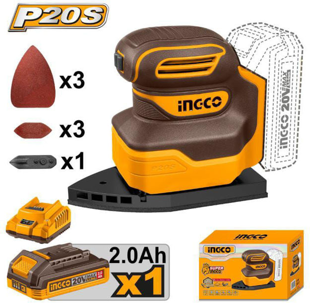 Imagen de LIJADORA ORBITAL DELTA A BATERÍA 20 V INGCO