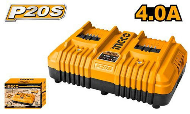 Imagen de CARGADOR RAPIDO INTELIGENTE DOBLE 20V INGCO