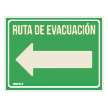 Imagen de CARTEL RUTA EVACUACION IZQUIERDA 21 X 28CM TRUPER