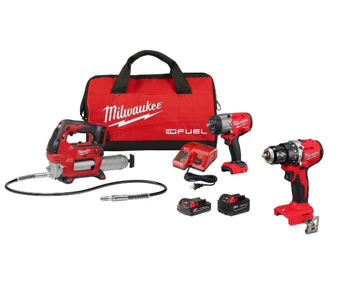 Imagen de COMBO FERIA ENGRASADOR + ATORNILLADOR + LLAVE DE IMPACTO MILWAUKEE