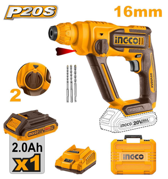 Imagen de ROTOPERCUTOR SDS-PLUS BATERIA 20V 16MM INGCO