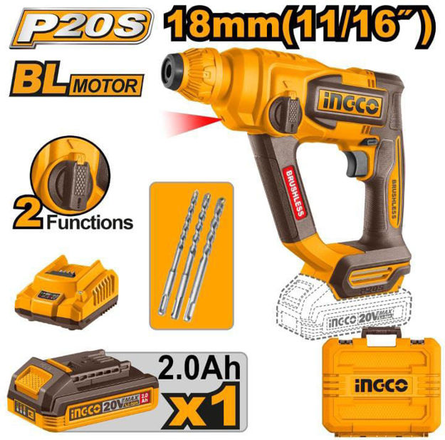 Imagen de ROTOPERCUTOR SDS-PLUS BATERIA 20V 1.8J INGCO