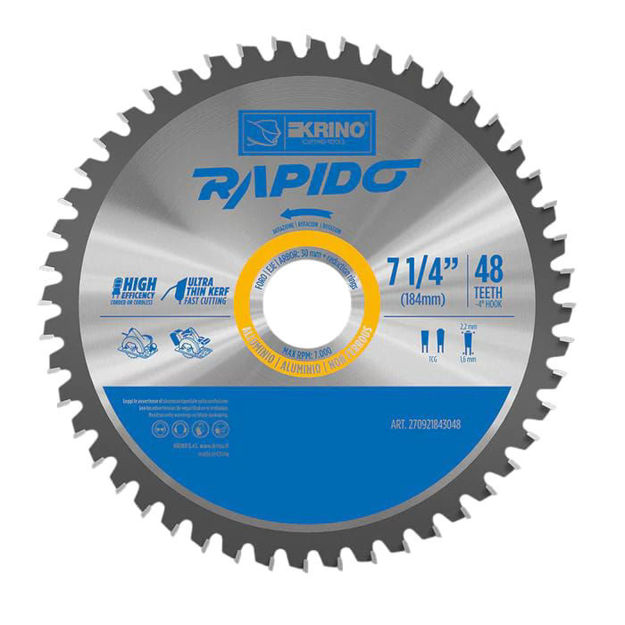 Imagen de CIRCULAR PARA ALUMINIO Y MULTIMATEARIAL 7.1/4" 48 DIENTES KRINO