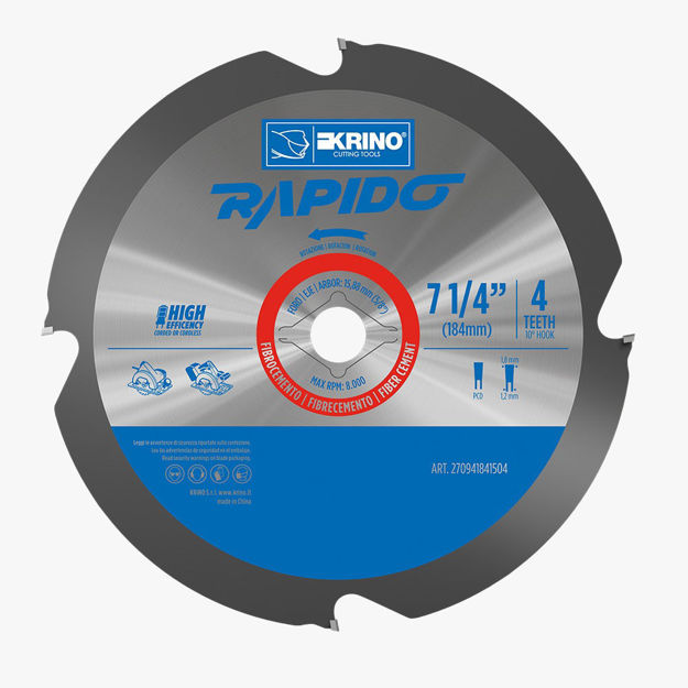 Imagen de CIRCULAR PARA FIBROCEMENTO 7.1/4" 4 DIENTES KRINO
