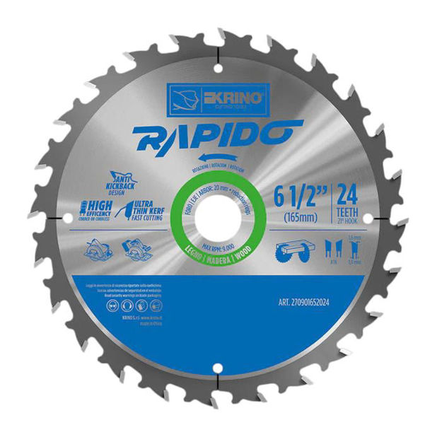 Imagen de CIRCULAR PARA MADERA 6.1/2" 24 DIENTES (165X20MM) KRINO