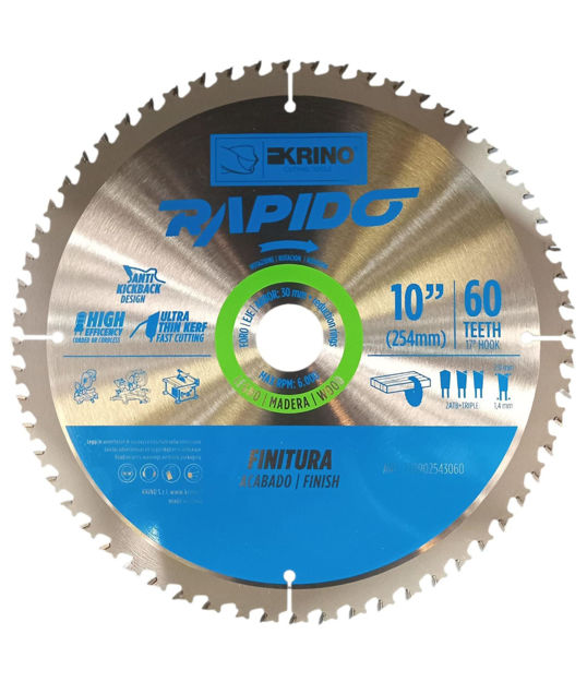 Imagen de CIRCULAR PARA MADERA 10" 24 DIENTES (254X30MM) KRINO