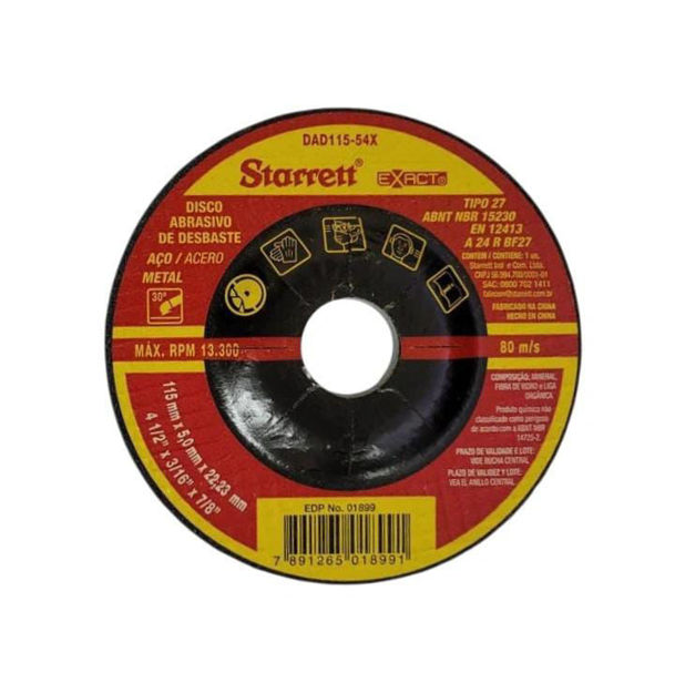 Imagen de DISCO DESBASTE PARA METAL 115 X 5.4 MM STARRETT