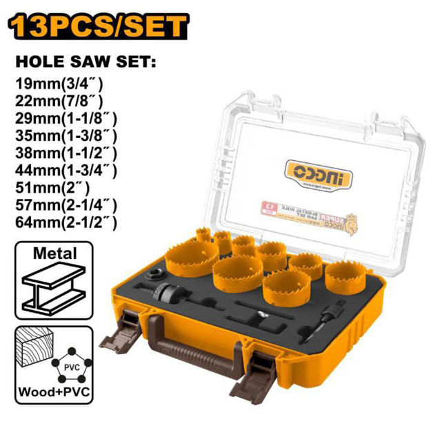 Imagen de KIT SIERRAS COPA 13 PIEZAS 19-64MM INGCO