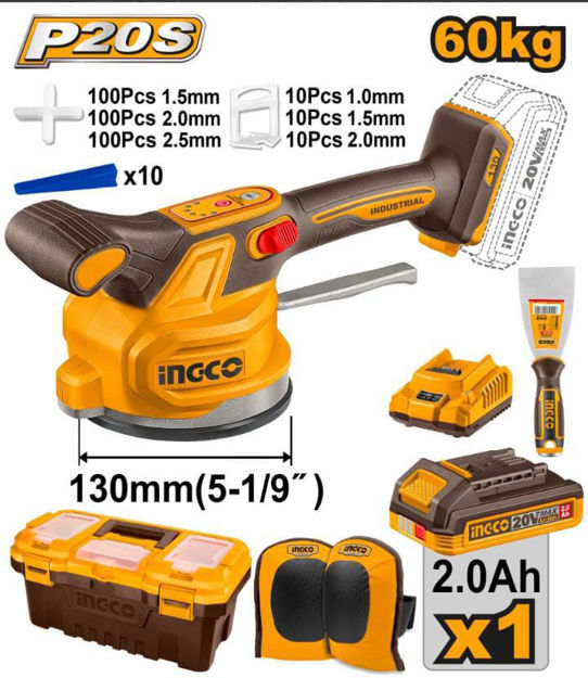 Imagen de VENTOSA VIBRATORIA BATERIA 20V CON KIT INGCO