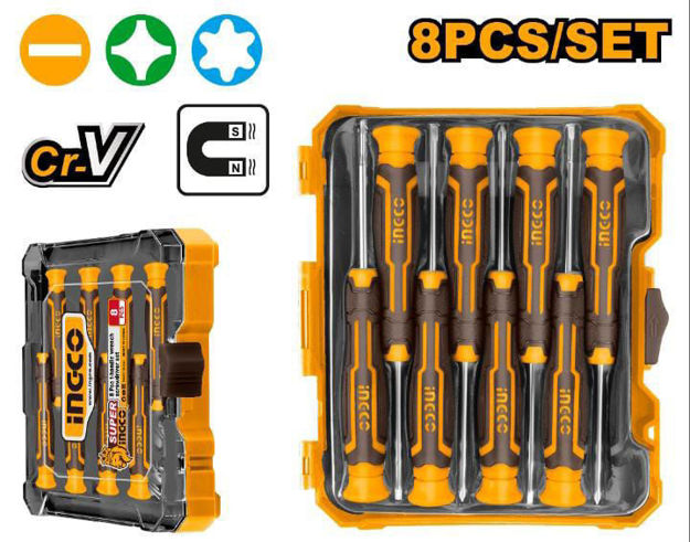 Imagen de JUEGO DESTORNILLADORES PRECISIÓN 8 PIEZAS INGCO