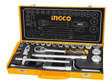 Imagen de JUEGO DE DADOS ENCASTRE 1/2" 24 PIEZAS 10-32MM INGCO