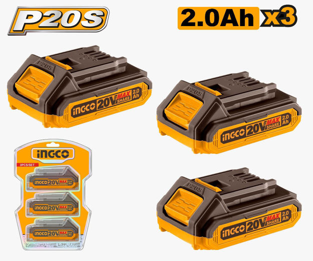 Imagen de SET 3 BATERÍAS 20V 2.0AH INGCO