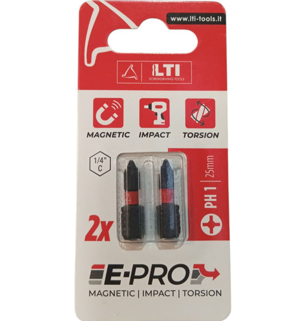 Imagen de PUNTA DESTORNILLADOR PHILLIPS IMPACTO PH1 2 UNIDADES LTI
