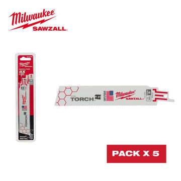 Imagen de KIT 5 PIEZAS HOJAS SIERRA SABLE METALES 150MM MILWAUKEE