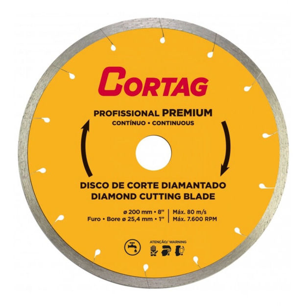Imagen de DISCO DIAMANTADO CONTINUO 200MM PREMIUM CORTAG