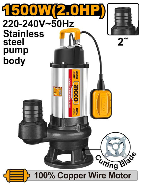 Imagen de BOMBA SUMERGIBLE POZO NEGRO CON TRITURADOR 2HP INGCO