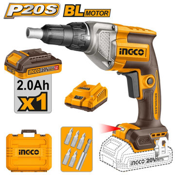 Imagen de ATORNILLADOR PARA YESO DRYWALL BATERÍA 20V + ACCESORIOS INGCO